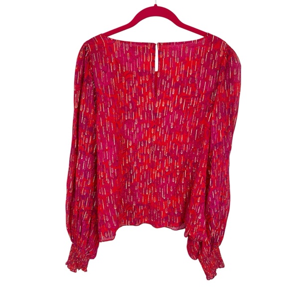 Lilly Pulitzer Alfreda Long Sleeve Top in Amaryllis Red Secret Hideaway Size 16 - Picture 9 of 13